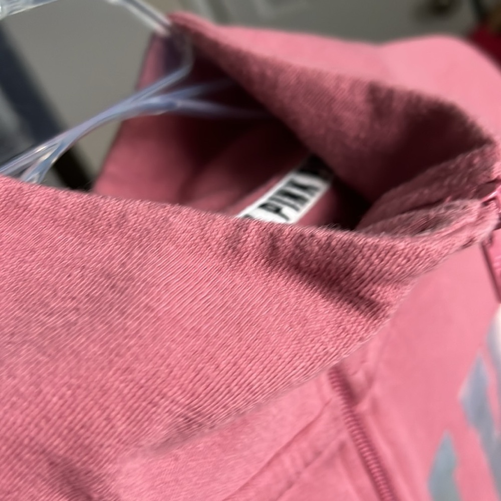 VS PINK Small Quarter Zip Mock Neck Pullover Mauve/Grey - Picture 6 of 6
